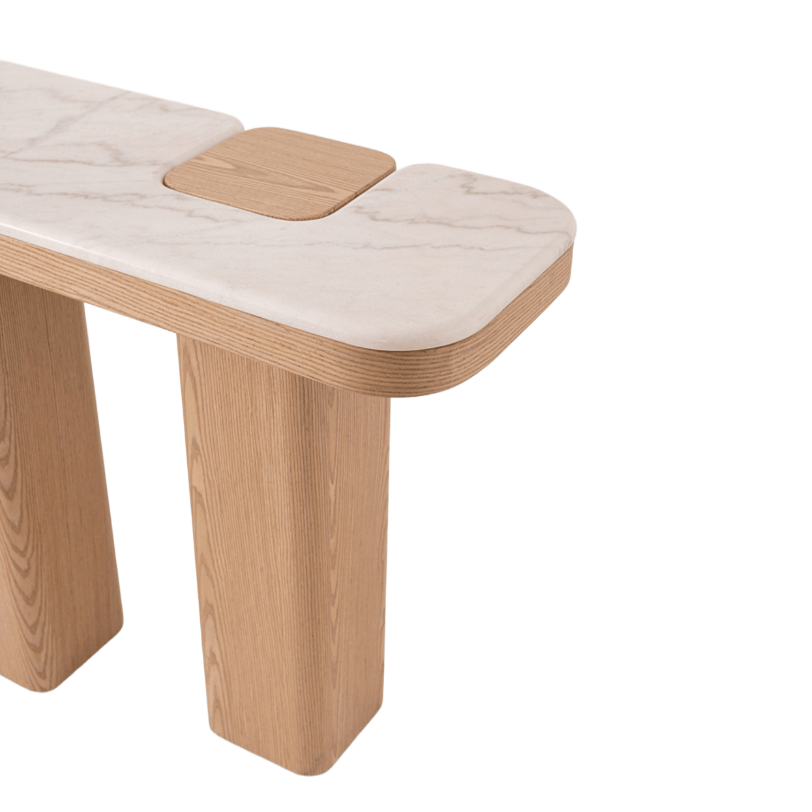 Consola Carvalho e Mármore